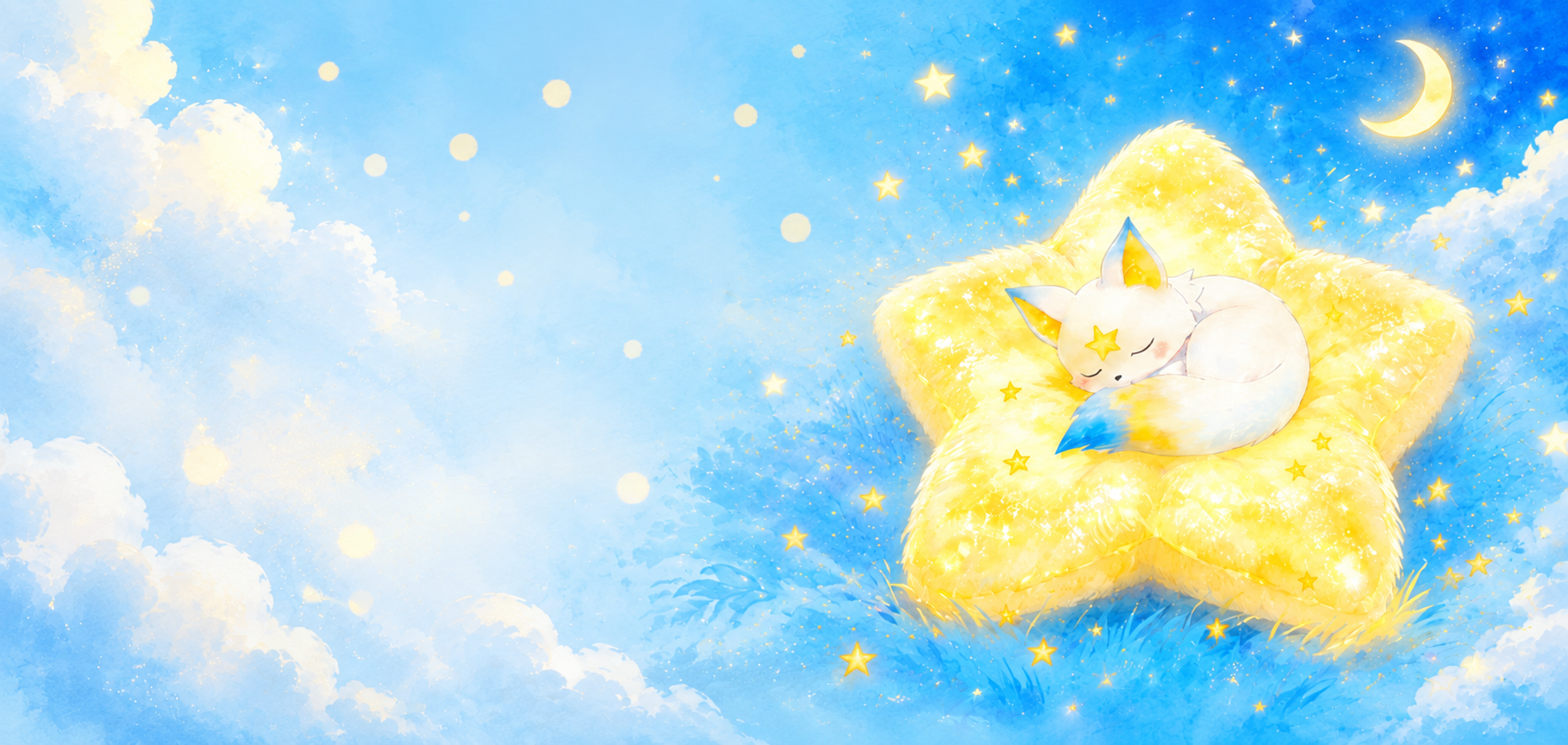 星狐小芒在黄色星星上
